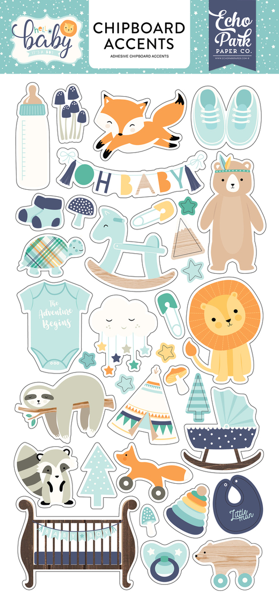 BB172021 - Echo park - Chipboard Hello Baby Boy