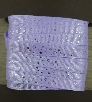 cpe-03 - Cinta Estrella Plateada Lila 1 cm - 10 yardas