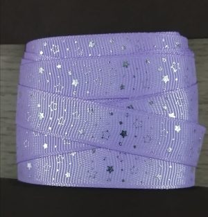 cpe-04 - Cinta Estrella Plateada Lila 1.5 cm - 10 yardas