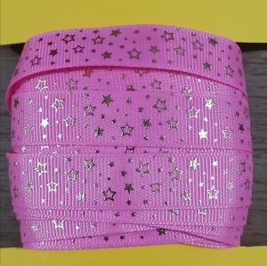 cpe-10 - Cinta Estrella Dorada Rosa Chicle 1.5 cm - 10 yardas