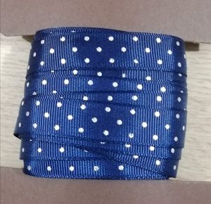cpp-09 - Cinta Puntos Plateados Azul 1.5 cm - 10 yardas