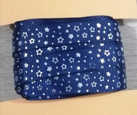 cpe-01 - Cinta Estrella Plateada Azul 1.5cm - 10 yardas