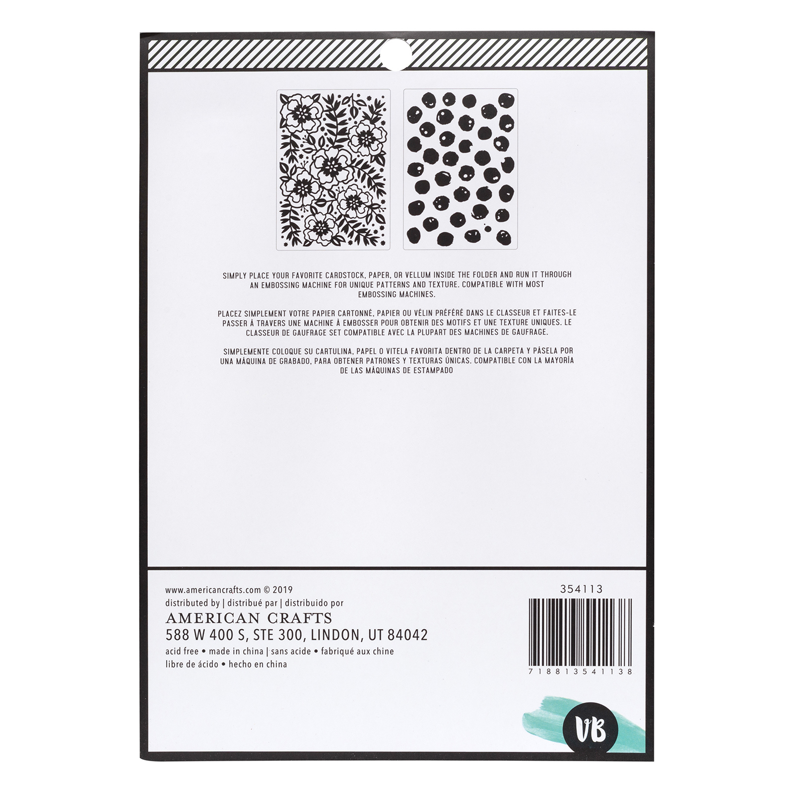 354113-Tool - Ac - Vb - Let's Wander - 8.5 X 6 - Embossing Folder Set (2 Piece) - Imagen 3