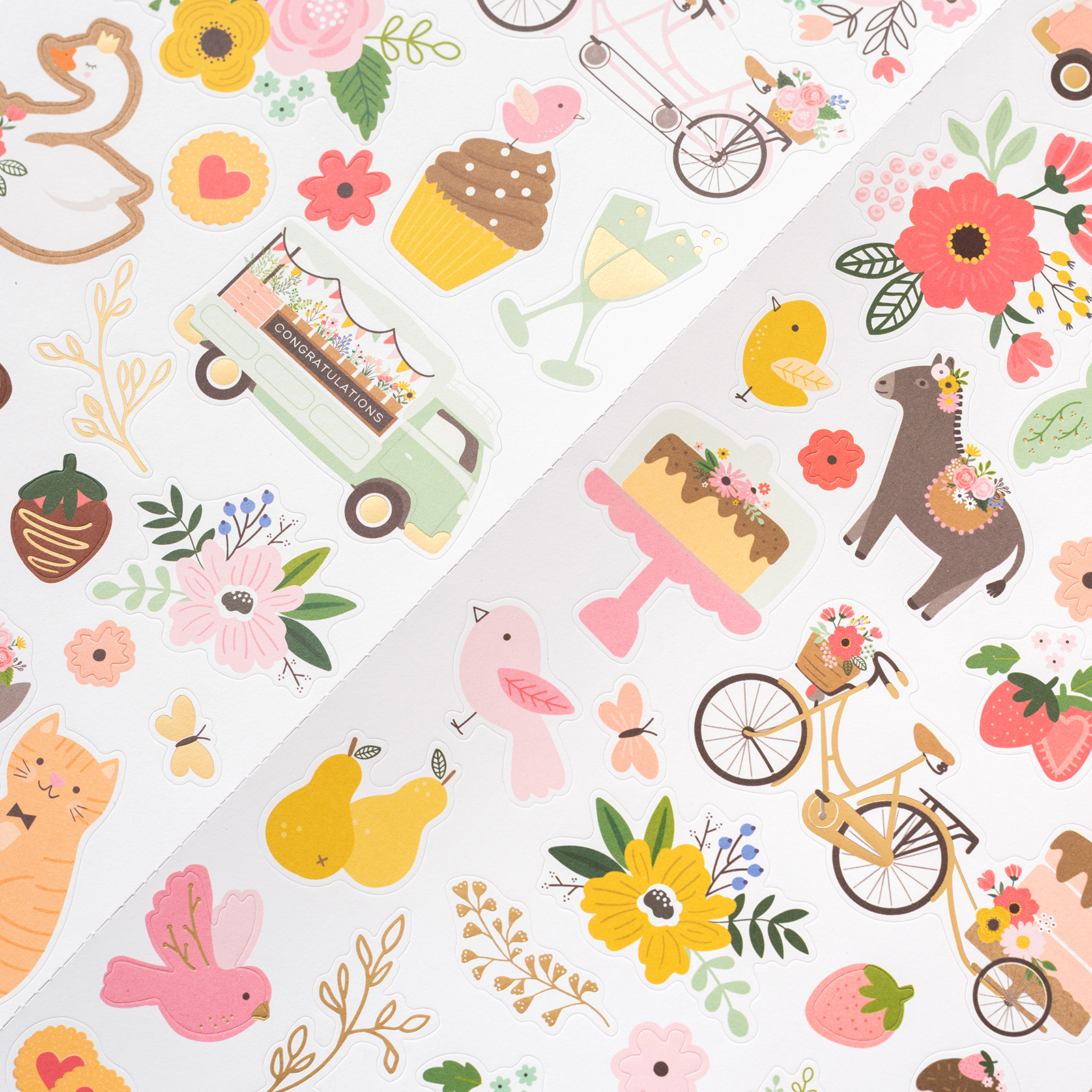 736822 - Sticker - Lovely Moments - 6 X 12 - Sticker Sheet - Gold Foil (62 Piece) - Imagen 2