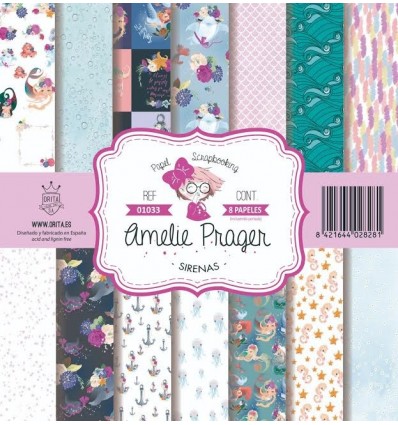 Kit-01033  Amelie - Sirenas (Set 8 Papeles)
