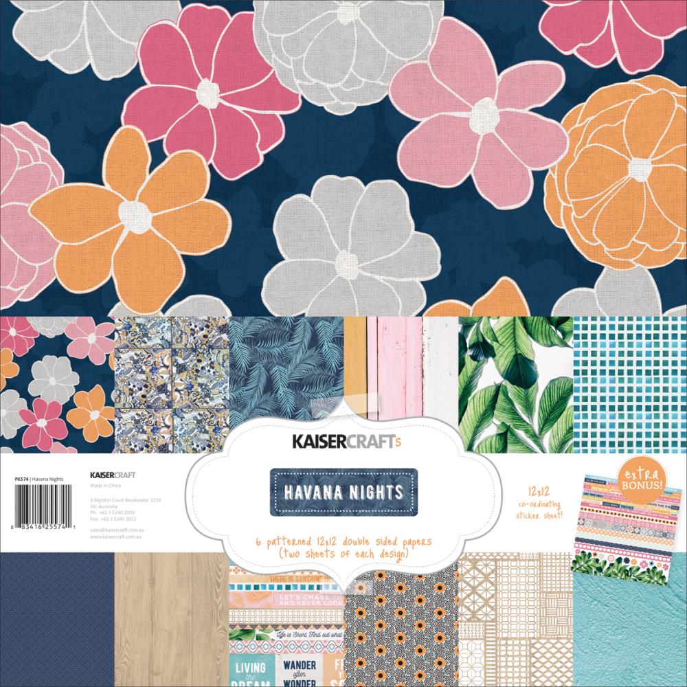 PK574 - Kaisercraft  Noches Habana 12 "X12" 12 / Pkg