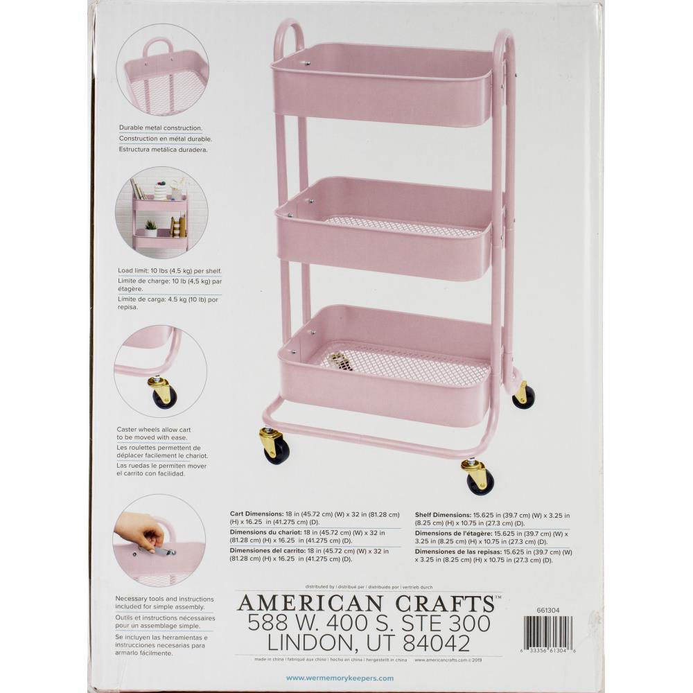 661304a - Carro de almacenamiento We R A La Cart con asas - Rosa - Imagen 3