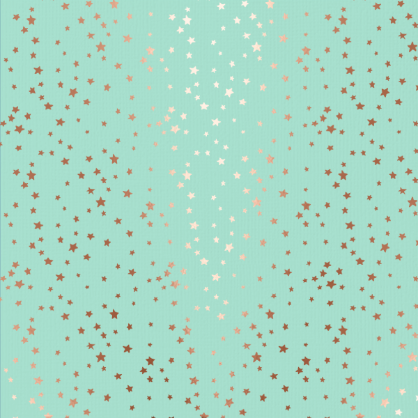 p-091-cf - Papelmanía Cartulina Menta con estrellitas en foil oro rosa