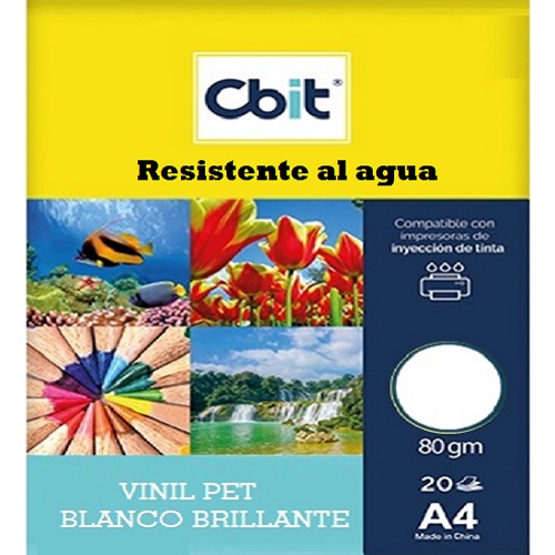 VA4BLAGLO - Vinil Adhesivo Pet A4 Blanco Brillante Paq. (20h.)