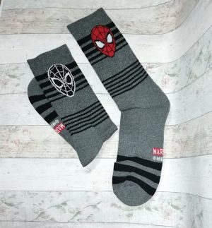 spi-26 Spiderman - gris rayas negra afelpada (planta de pie) largas - Adulto