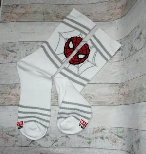Spi-22 Spiderman - Blanca afelpada (planta de pie) largas - Adulto