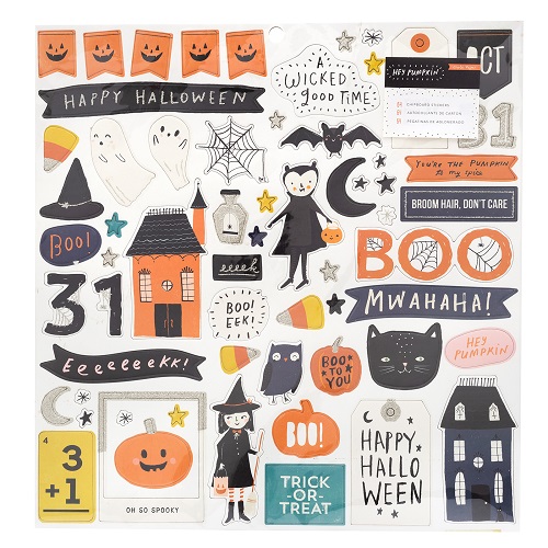 350885 - Chipboard Calabaza Hey, 64 - Con detalles de purpurina