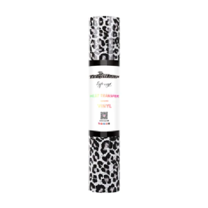HTV-AnimalPrint-02 Leopardo blanco y negro Rollo de vinilo de transferencia de calor con estampado animal de 5 pies