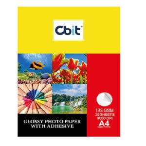 F130ADHA4 - Papel foto A4 Glossy con adhesivo PAQ. 20H. 135GSM