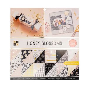 624378 Flores de miel - 12 x 12 - Acentos de lámina dorada - DCWV