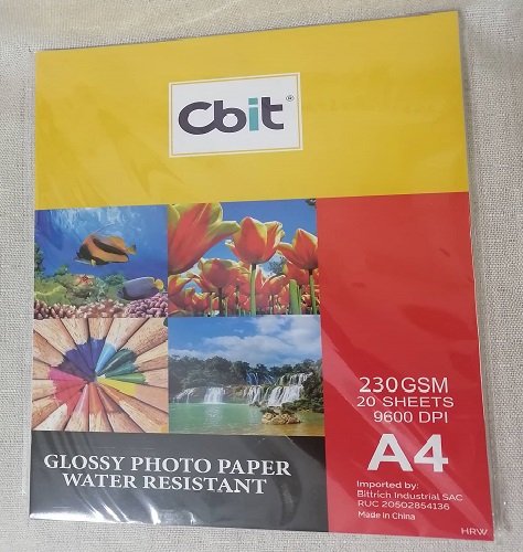 FA4230GLOS  Cbit - Fotográfico Glossy A4 230gsm (20h)