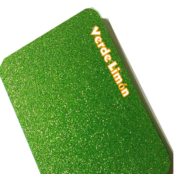 GLI00108	Cart. Glitter Verde Limón 230 GSM 30.5x70cm