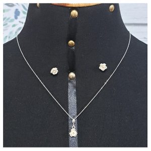 ag-pack03 Cadena + aretes y dije con forma de Rosa Plata 950