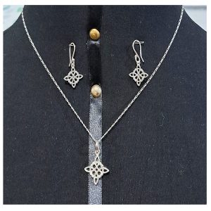 ag-pack05 Cadena + aretes y dije Nudo de Bruja Plata 950