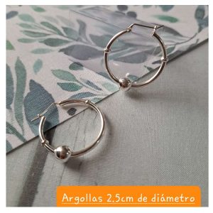 ag-b03 Argolla Bolita 2.5cm plata 950