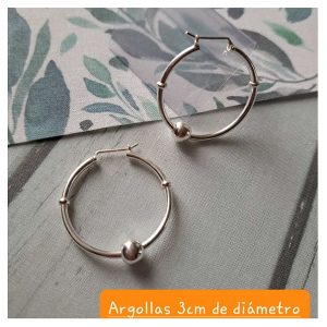 ag-b04 Argolla Bolita 3cm plata 950