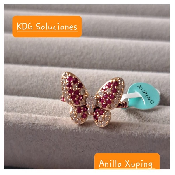 Xp-m17	Anillo Mariposa Fucsia Xuping  talla 8