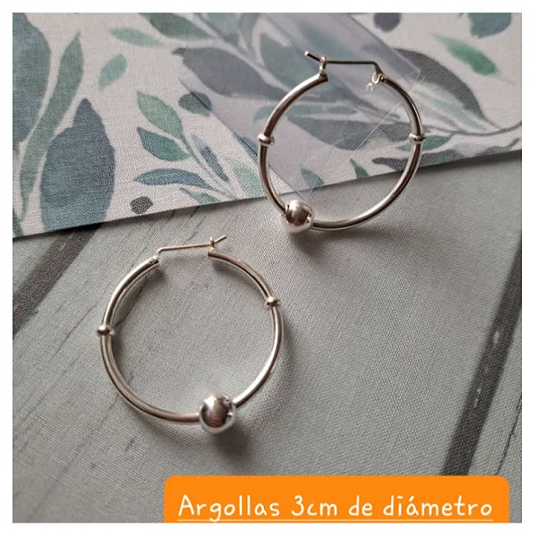 ag-b04 Argolla Bolita 3cm plata 950