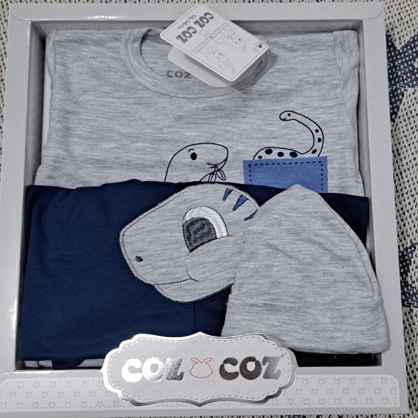coz-01	Conjunto Dino griz con azulino Talla 2 Bebé