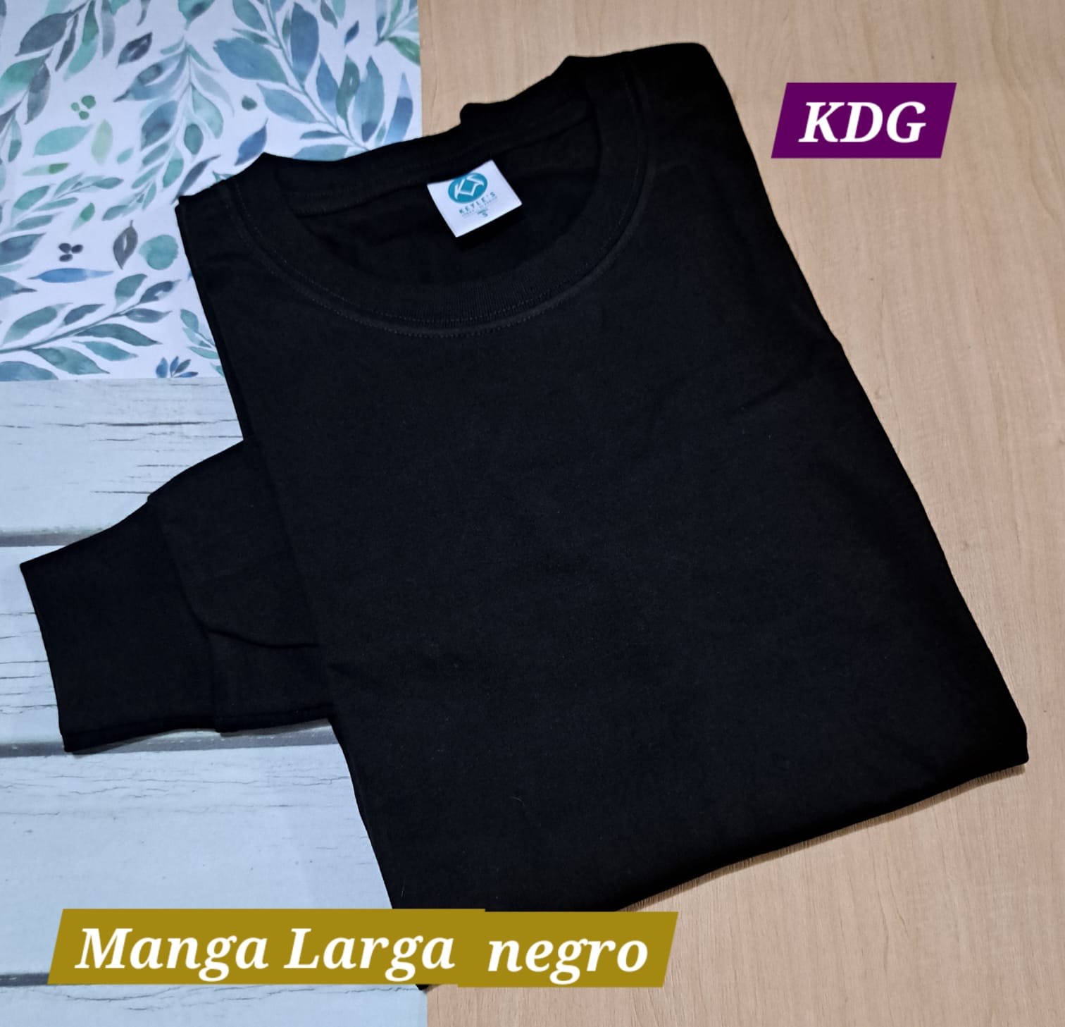 PML-NE-07 Polo manga larga negro talla  10- Corte Recto - Algodón 20/1 Reactivo