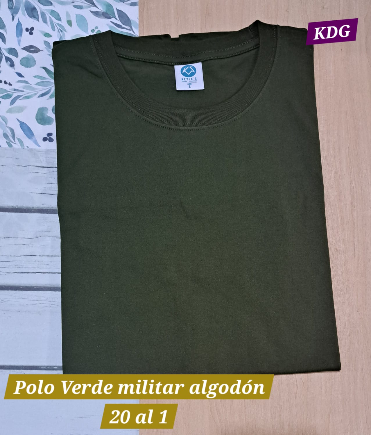 PMC-20-VM-L	Polo Verde Militar - Talla L - Manga Corta - reactivo