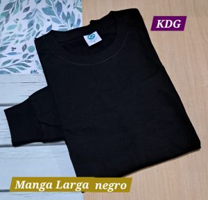 PML-NE-10 Polo manga larga negro talla 16- Corte Recto - Algodón 20/1 Reactivo