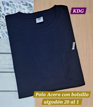 PMC-AC-20-CB-M	Polo Acero - con bolsillo -manga corta - cuello redondo - 20 al 1 talla M Corte Recto / Reactivo