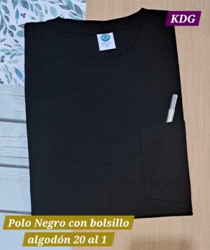 PMC-NE-20-CB-S Polo Negro - con bolsillo -manga corta - cuello redondo - 20 al 1 talla S Corte Recto / Reactivo