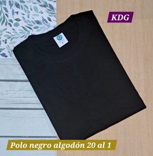 PMC-NE-20-L Polo Negro - manga Corta - cuello redondo - 20 al 1 - Talla L - Corte Recto