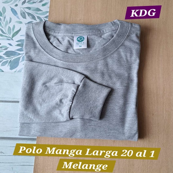 PML-ML-05 Polo manga larga Melange talla 12 - Algodón 20/1 Reactivo - Corte recto
