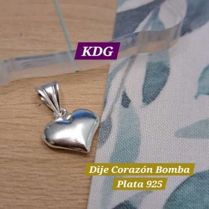 D-740 Dije Corazón Bombita Plata 925