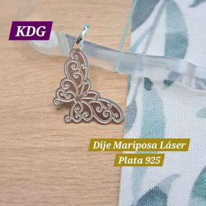 DLT-718 Dije Mariposa Grabada Laser Plata 925