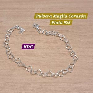 MGC-060-18 Pulsera Maglia Corazón Plata 925 - 18cm +2cm