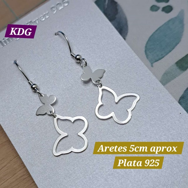ALT-724	Arete Doble Mariposa Colgante Plata 925