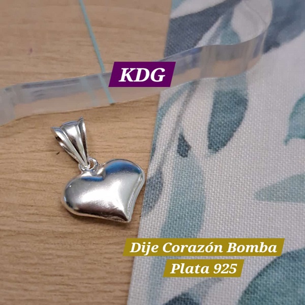 D-740 Dije Corazón Bombita Plata 925