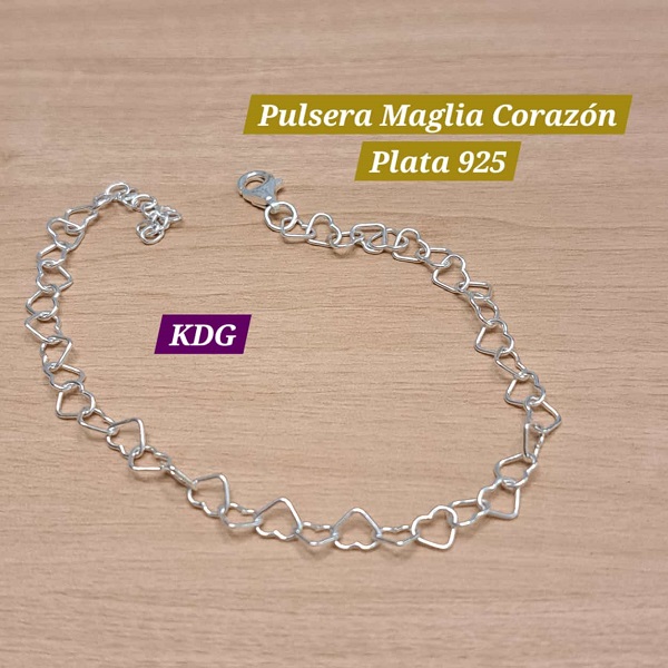 MGC-060-18	Pulsera Maglia Corazón Plata 925 - 18cm +2cm