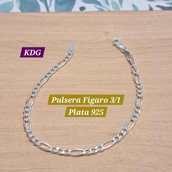 F3X1-100-20	Pulsera Figaro 3X1 Plata 925 - 20cm