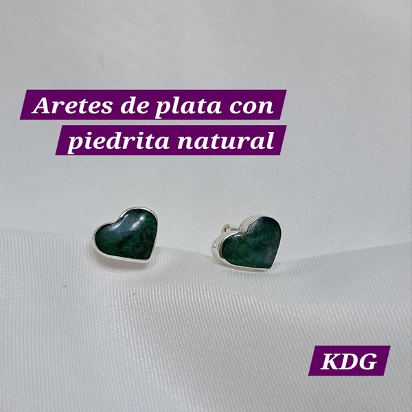 ag-api-ve-01	Arete piedra Verde Corazón - plata 950