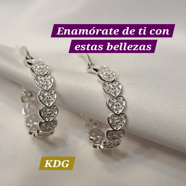 ag-arcr-02 Argolla Circular Corazón con mini cristales - plata 950