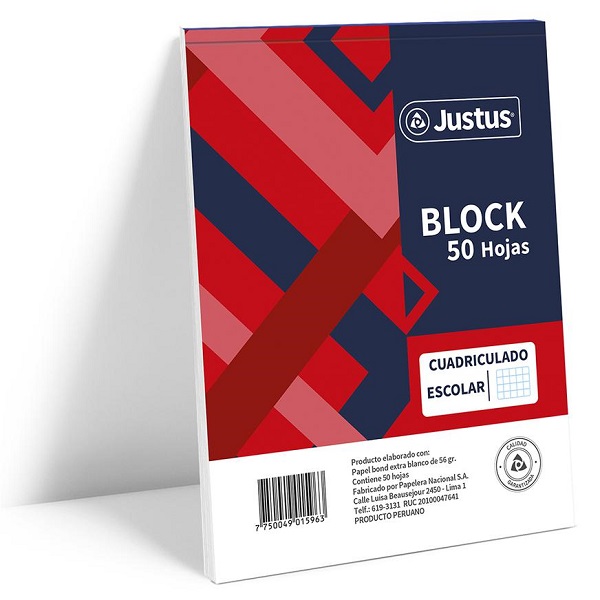BLJA4 Block Justus Cuadriculado A4 x 50 hojas