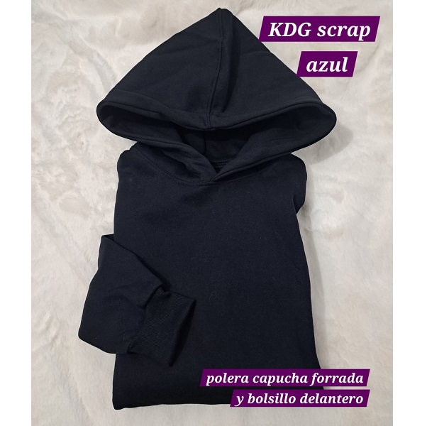 Pol-az-M	Polera azul con capucha en Franela Reactiva - Talla M