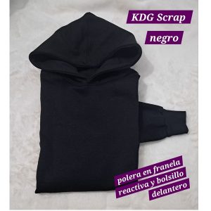 Pol-ne-M Polera Negro con capucha en Franela Reactiva - Talla M