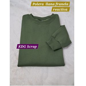 Pol-ve-sc-L Polera Verde cuello redondo franela reactiva - Talla L