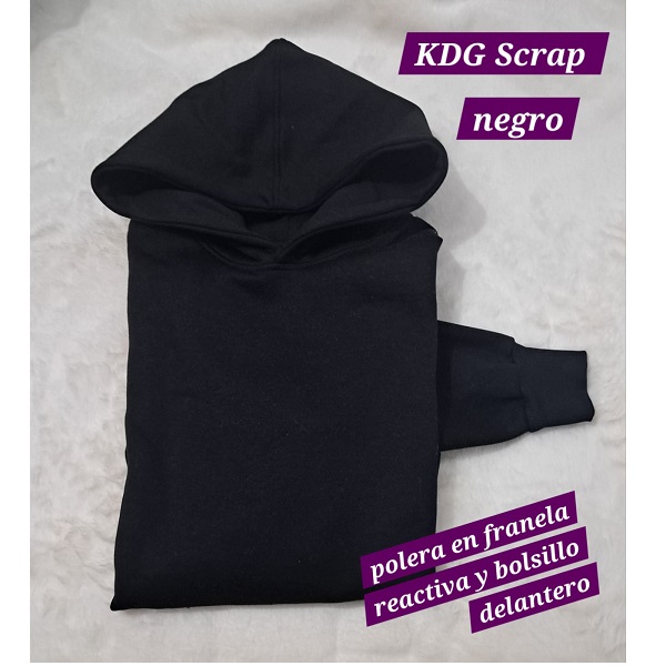Pol-ne-M	Polera Negro con capucha en Franela Reactiva - Talla M