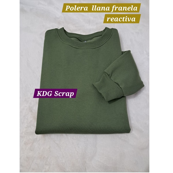 Pol-ve-sc-L	Polera Verde cuello redondo franela reactiva - Talla L